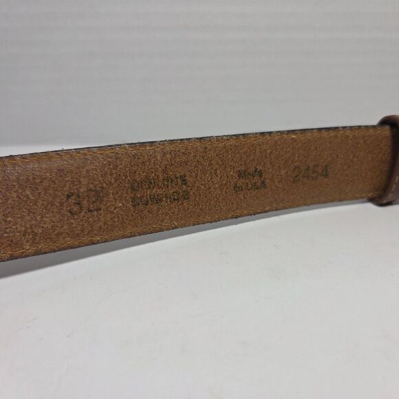 Vtg Turtle Belt Buckle Rawhide Leather Belt 29\